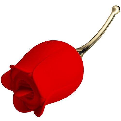 Pretty Love Rose Lover Clitoral Vibrator with Licking Stimulator Gold & Red Cene