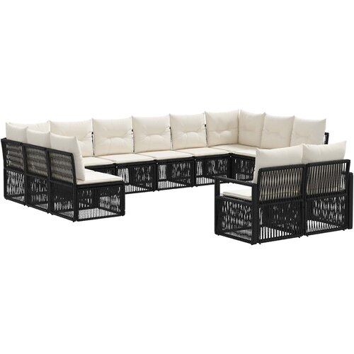 vidaXL Vrtna sedežna garnitura 12 pcs Črna poli ratan, (5000269798) Cene