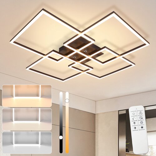Nettlife LED stropna svetilka za dnevno sobo, 72 cm, črna, zatemnljiva z daljinskim upravljalnikom, 48 W, moderna pravokotna oblika, (22111332) Cene