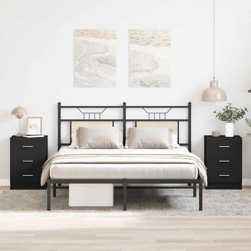 Noćni ormarići 2 kom crni 38 x 35 x 56 cm od konstruiranog drva Cene