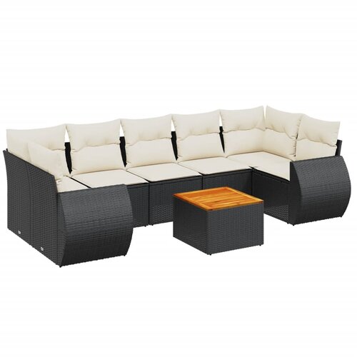  8-dijelni set vrtnih sofa od poliratana s jastucima crni Crna 70 x 62 x 69 cm Slike