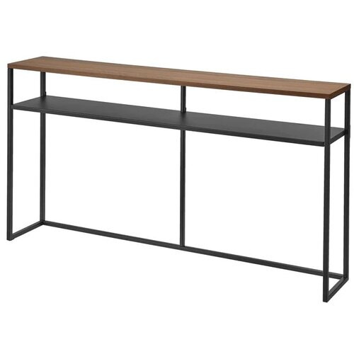 YAMAZAKI Crni/tamno smeđi pomoćni stol u dekoru jasena 20,5x126 cm Tower – Cijene