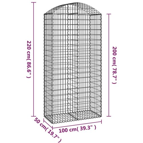  Gabionska ko&amp;scaron;ara s lukom 100x50x200/220 cm pocinčano željezo Slike