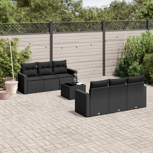 VidaXL 7-dijelni set vrtnih sofa od poliratana s jastucima crni Slike