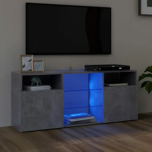 TV ormarić s LED svjetlima siva boja betona 120 x 30 x 50 cm