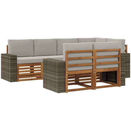 vidaXL Kotna sedežna garnitura z blazino 7 pcs Naravna in svetlo siva, (5000283809) Cene