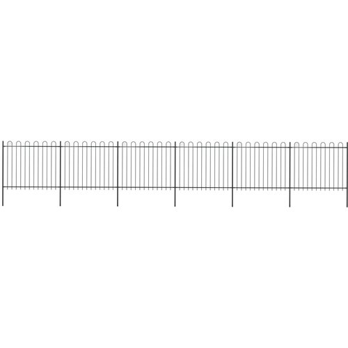vidaXL Vrtna ograja z obročastimi vrhovi jeklo 10,2x1,5 m črna Cene