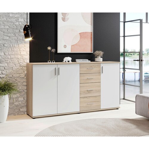 Boxxx komoda, bela, hrast sonoma Slike