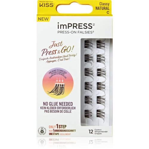 Kiss imPRESS Just Press & GO ! šopaste lepilne trepalnice brez vozlička Classy Natural 12 kos Cene