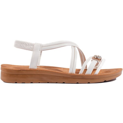 Shelvt White women's sandals with thick soles Cene