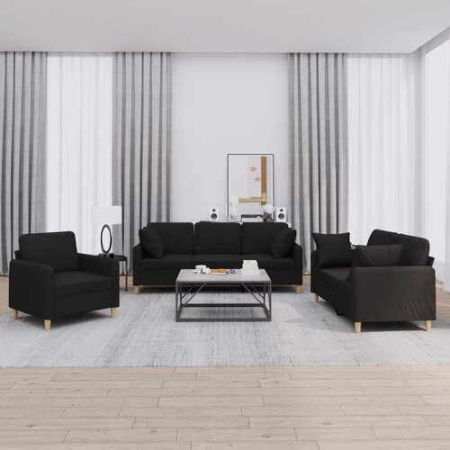  3-dijelni set sofa s jastucima crni od mikrovlakana Cijene
