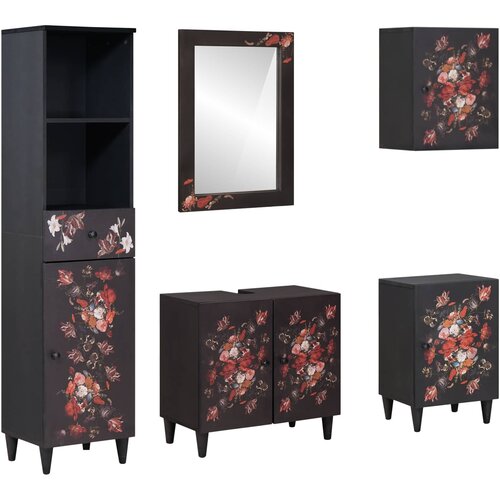  Set ormarića za kupaonicu s ladicama 5 pcs Čvrsto drvo manga Cijene