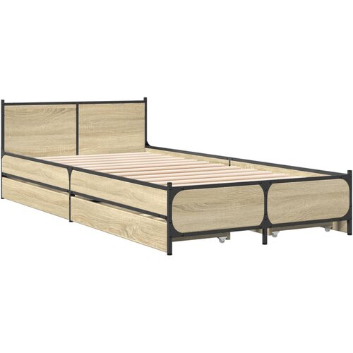 VidaXL Okvir kreveta s ladicama boja hrasta sonome 75x190 cm drveni Slike