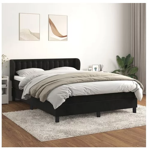 vidaXL Box spring posteljni z vzmetnico crn 140x190 cm zamet