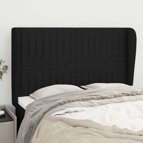  Uzglavlje s u&amp;scaron;ima crno 147x23x118/128 cm od tkanine Slike