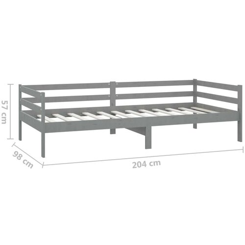 VidaXL Dnevni ležaj od masivne borovine sivi 90 x 200 cm Slike