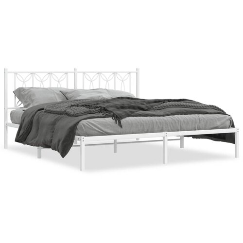  Metalni okvir za krevet s uzglavljem bijeli 183x213 cm Slike