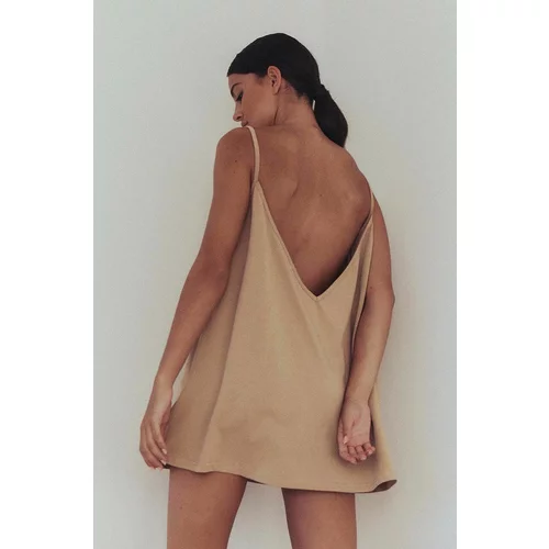 Muuv. Pamučna haljina sukienka #SURFGIRL boja: bež, mini, oversize