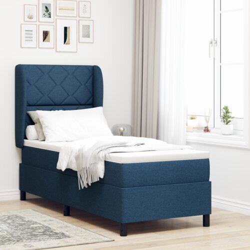 Box Spring Krevet s Madracem - Plava 80x200 cm Tkanina Cijene