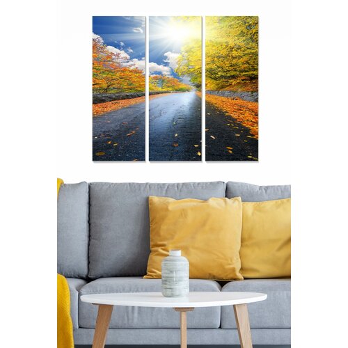 Wallity MDF113481280 Multicolor Decorative MDF Painting (3 Pieces) Cene