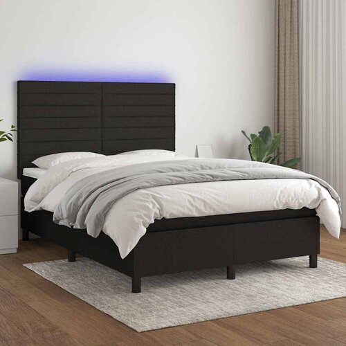  box spring s madracem LED crni 140x190 cm od tkanine Cijene