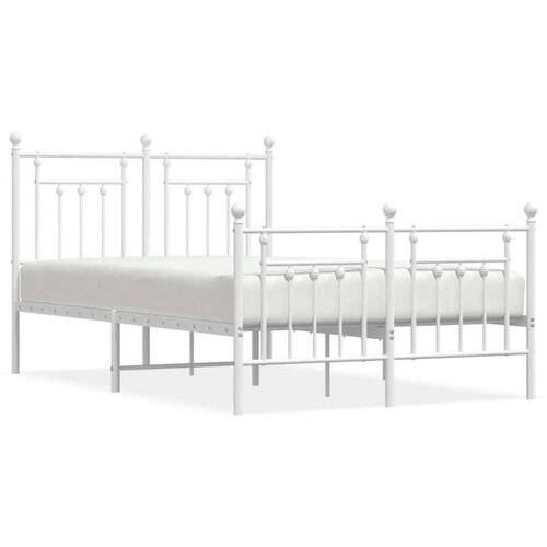 VidaXL Metalni okvir kreveta uzglavlje i podnožje bijeli 120x200 cm Slike