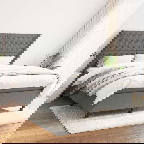  Box spring posteljni z vzmetnico temno siv 140x190 cm blago, (20738739) Cene