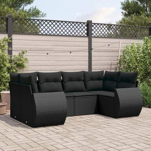 vidaXL 6-dijelni set vrtnih sofa s jastucima crni od poliratana