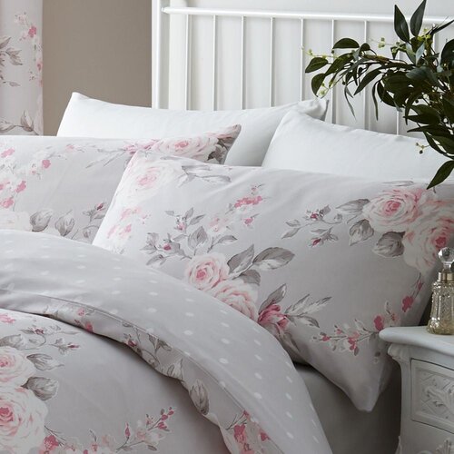 Catherine Lansfield Siva posteljina za bračni krevet/za produženi krevet 230x220 cm Canterbury Floral &amp;ndash; Slike