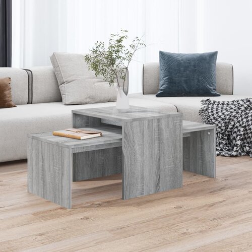 vidaXL Komplet klubskih mizic siv sonoma 100x48x40 cm konstruiran les Cene