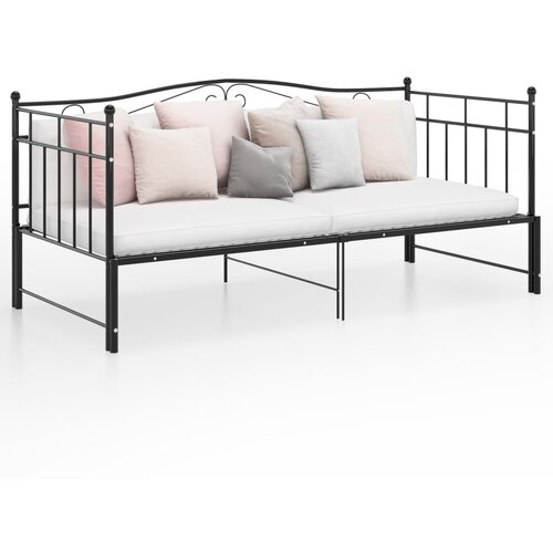 VidaXL izvlečni posteljni okvir črn kovinski 90x200 cm Slike