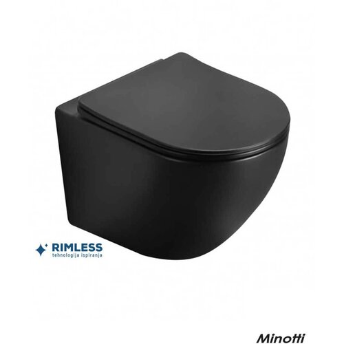 Minotti wc šolja rimless perla mat crna compact sa softclose daskom 49cm Cene