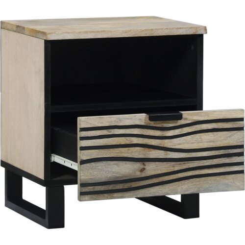  Noćni ormarići s ladicama 2 pcs Bijela i crna 40 x 33 x 46 cm Slike