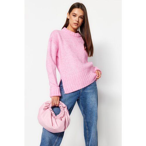 Trendyol Pink Soft Textured Thick Crewneck Knitwear Sweater Cene