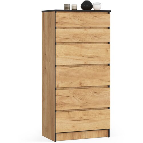 AKORD Komoda, 6 Predalov, Hrast Craft, (5000332307) Cene