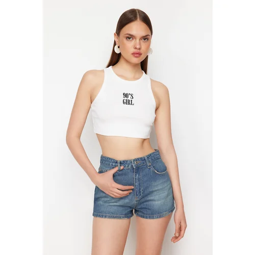 Trendyol Blue High Waist Denim Shorts