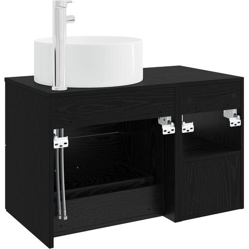  Set namje&amp;scaron;taja za kupaonicu 2 kom. Crni hrast Konstruirano drvo Crna 49,5 x 44,5 x 80 cm Slike