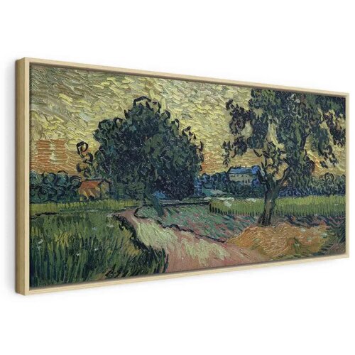  Slika - Vincent Van Gogh &ndash; Landscape with the Chateau of Auvers at Sunset 60x30 U prirodnom drvenom okviru Cijene