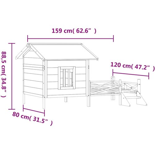  Kućica za pse smeđa 159 x 120 x 88,5 cm od masivne borovine Slike
