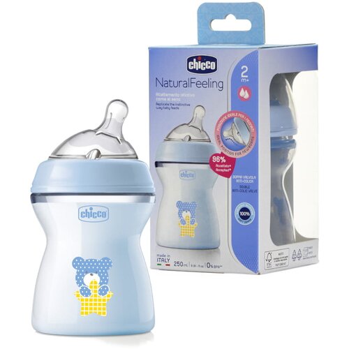 Chicco bottle blue 2+ nat feel 250ml Slike