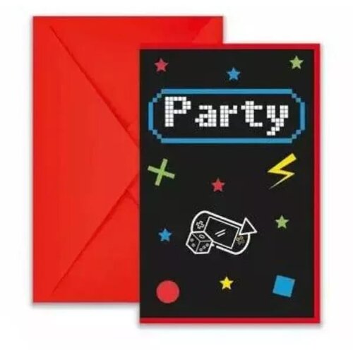  Gamer Party vabilo s kuverto - 6 kos Cene