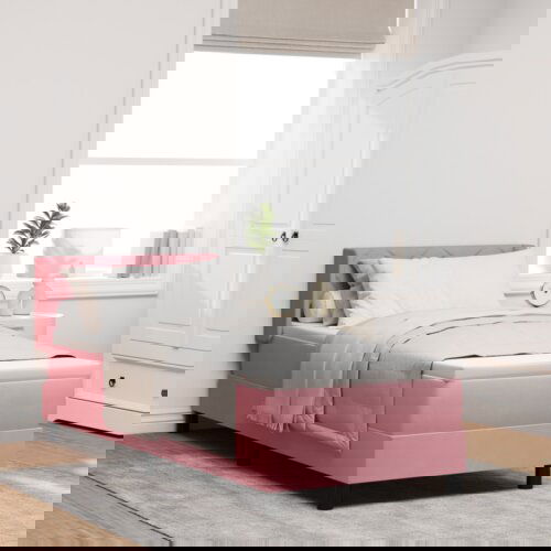 Box Spring Krevet s Madracem Ružičasti 80x200 cm Baršun Cijene