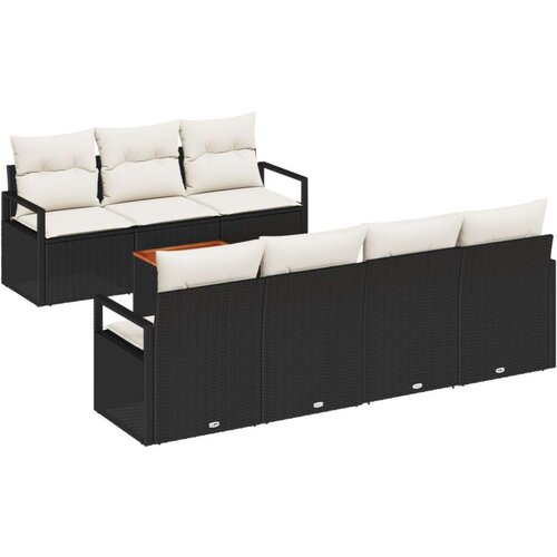  Vrtna garnitura - 8-dijelni set vrtnih sofa s jastučićima crni poli ratan akacija  2-sjedna vrtna sofa s jastučićima crni poli r Cijene