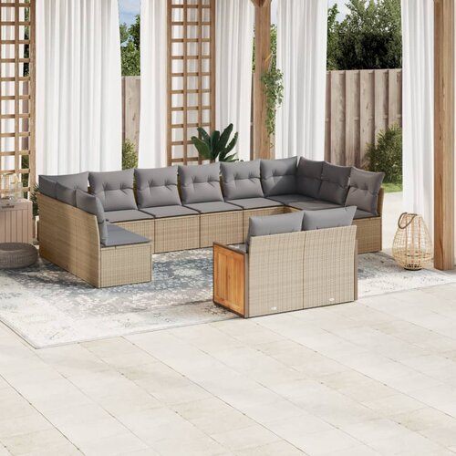 vidaXL 12-dijelni set vrtnih sofa od poliratana s jastucima bež Cijene