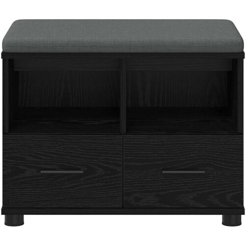  Klupa za hodnik s jastukom s policom Crni Hrast 60 x 38 x 46 cm Slike