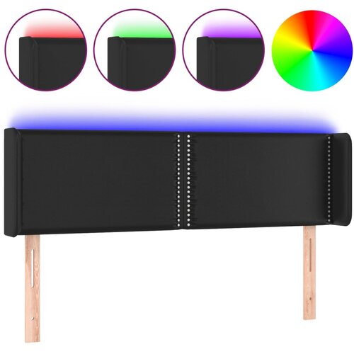 Maison Chic led posteljno vzglavje - vzglavna omarica - nočna omarica črno 147x16x78/88 cm umetno usnje, (21711722) Slike