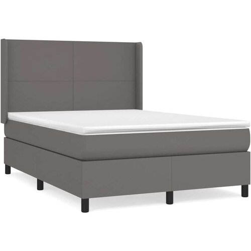 VidaXL Krevet s oprugama i madracem sivi 140x190 cm od umjetne kože Slike