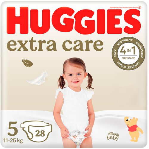 Huggies extra Care Jumbo P28 Pelene za bebe 5, 11-25kg, 28 komada Slike