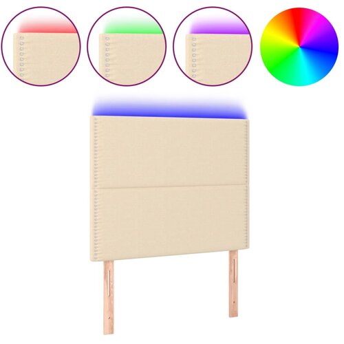 Maison Chic led posteljno vzglavje - vzglavna omarica - nočna omarica krem 90x5x118/128 cm blago, (21706118) Slike