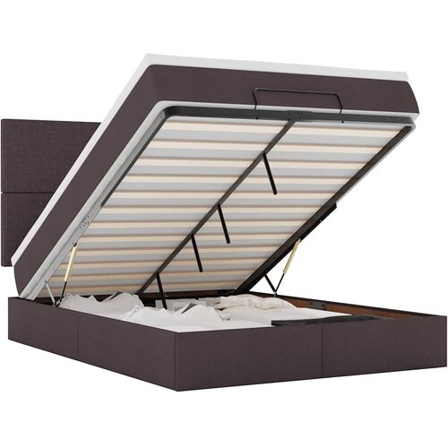 vidaXL Otomanska postelja z vzmetnico & LEDs rjav 140x190 cm blago, (22011837) Cene